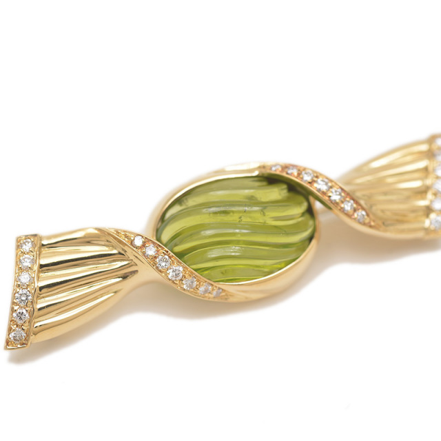 ブルガリ キャンディモチーフ ブローチ ボンボン ぺリドット18ct