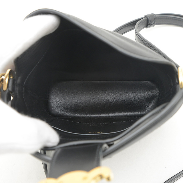 CELINE レザー ミニ バケット バッグ ブラック【人気商品】★ CELINE☆ミニバケット ルイーズ ブラック パリ発 (CELINE