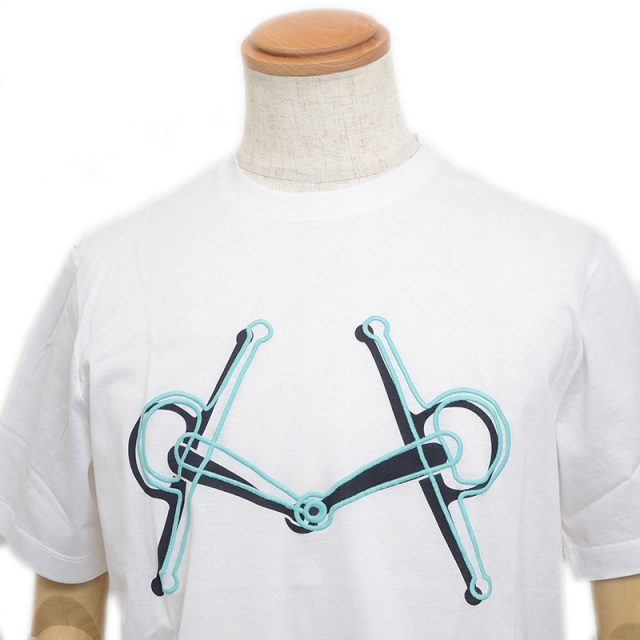 新品未使用エルメスHERMES ホワイトTシャツ モザイク　サイズ38 lifecreate-kc_e2936
