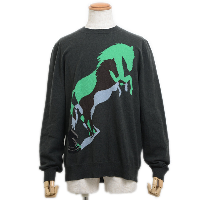 エルメス ニット カシミヤ チャコールグレー メンズ XLサイズ HERMES