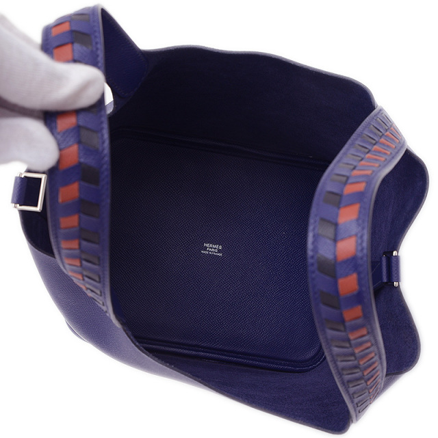 HERMES エルメス　ピコタンロックＭＭ22　P刻印　紺色　シルバー金具 エルメス ピコタンロック MM 22 トレサージュ エプソン ブルー