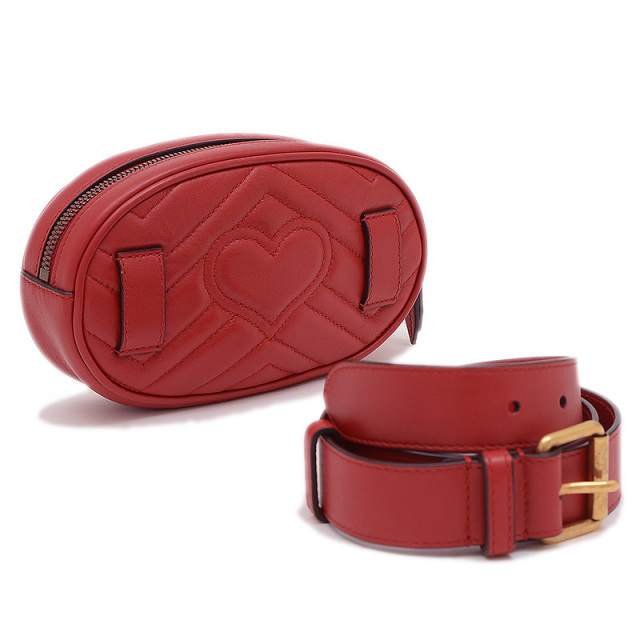 グッチ GGマーモント キルティング ウエストバッグ レザー