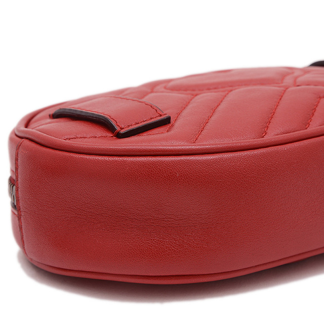 GUCCI グッチ GGマーモント ウエストバッグ レッド キルティング