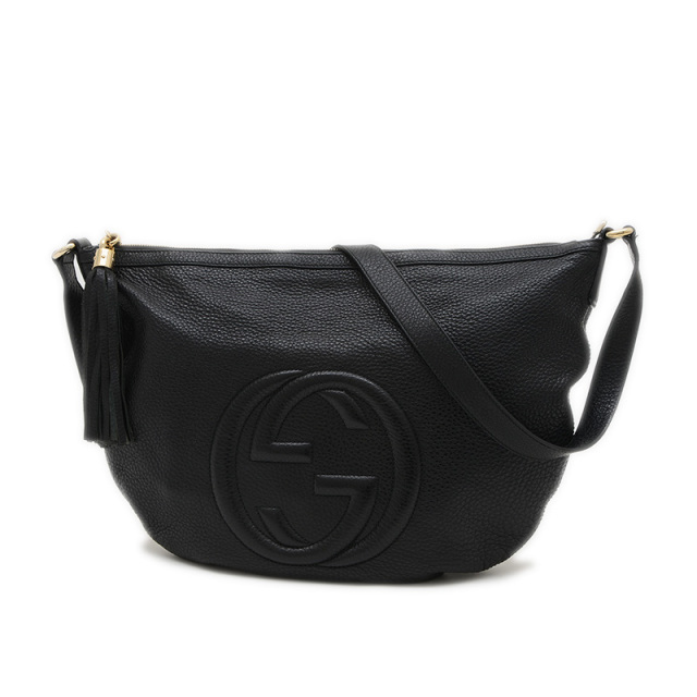 【即完売注意】グッチ☆ソーホー インターロッキング ショルダーバッグ レザー 黒 中古・古着通販】GUCCI (グッチ) ソーホー インターロッキングG