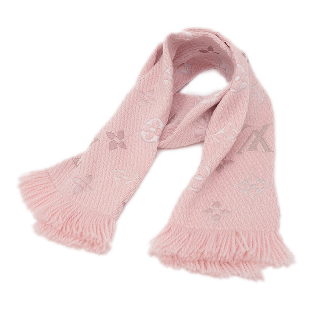 LOUIS VUITTON ロゴマフラー ホワイト/ピンク LOUIS VUITTON ロゴマフラー ホワイト/ピンク