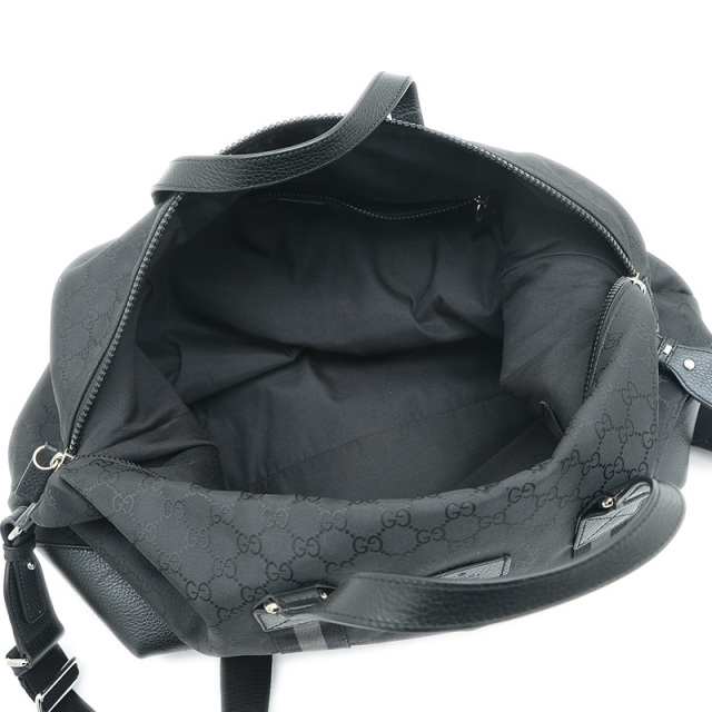 【✨美品✨】 グッチ GG柄 ナイロン レザー ボストンバッグ ブラック グッチ GGナイロン ボストンバッグ ブラック メンズ 449180