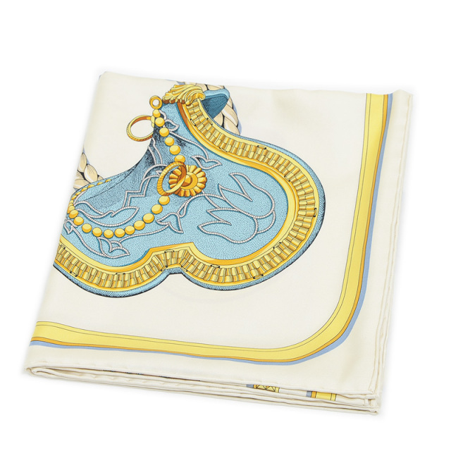 エルメス カレ90 スカーフ グランアパラ 盛装の馬 クリーム