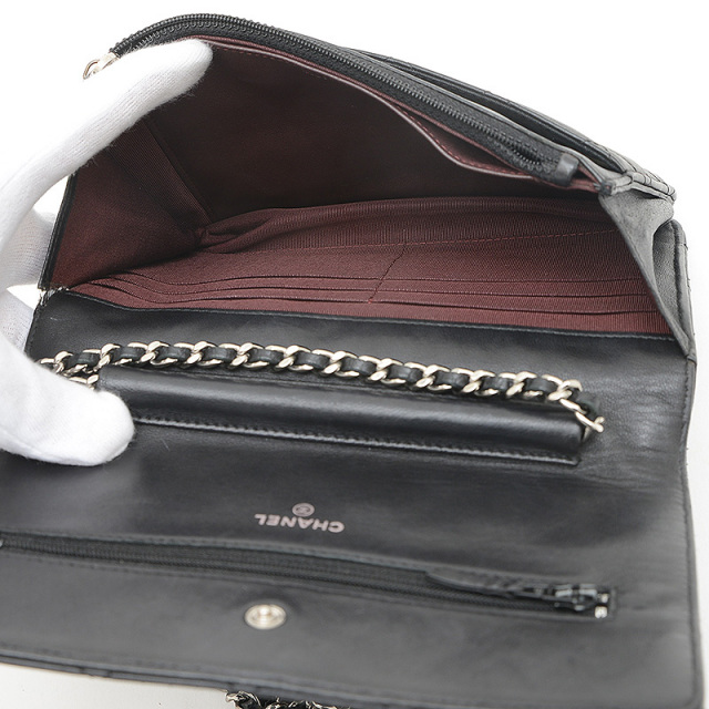 CHANEL シャネル マトラッセ チェーンウォレット シャネル マトラッセ チェーンウォレット ラムスキン ブラック