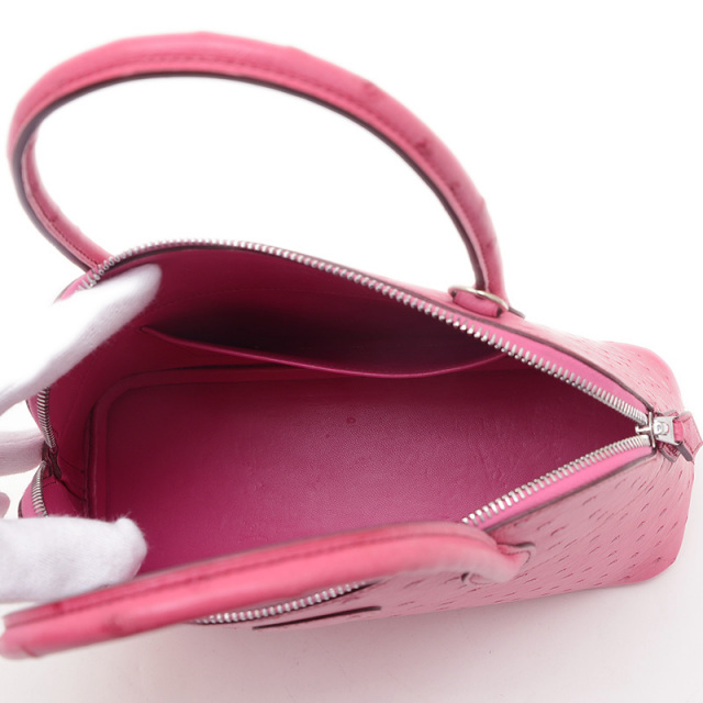 エルメス ボリード27 オーストリッチ フューシャピンク シルバー