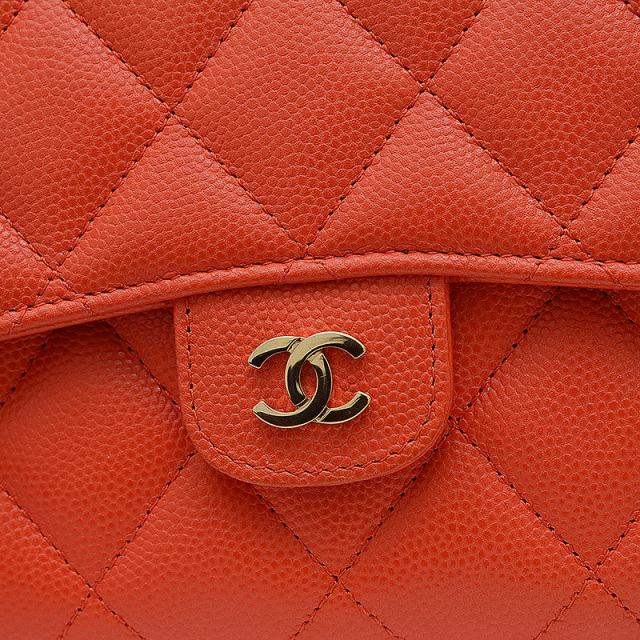 CHANEL シャネル マトラッセ フラップウォレット オレンジ シャネル マトラッセ ロングフラップウォレット 長財布 キャビア