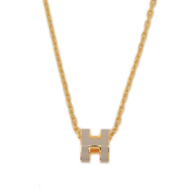 【超美品　希少】　HERMES ポップアッシュ　アイボリー　ネックレス Hermes エルメス アクセサリー ネックレス ポップアッシュ