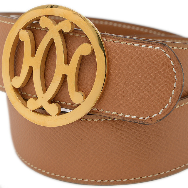 エルメス ダブルH ベルト エプソン ナチュラル ゴールド金具 S
