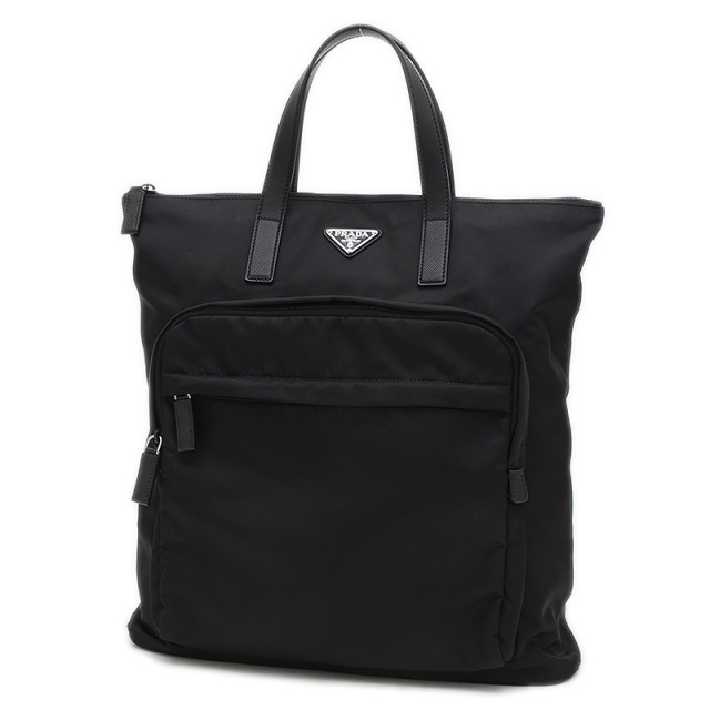 美品 プラダ リーフ ナイロン 2way トートバッグ 鞄 レディース メンズ プラダ Re-Nylon 2WAYバッグ リュック ブラック 2VG098 PRADA