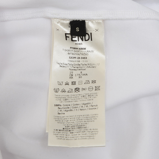 フェンディ 半袖Tシャツ コットン ホワイト メンズ Sサイズ