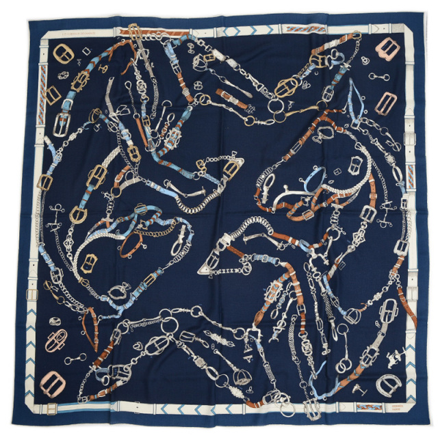 美品 エルメス カレジェアン 140 コーラス・ステラルム カシシル ネイビー 美品 エルメス カレジェアン 140 コーラス・ステラルム カシシル