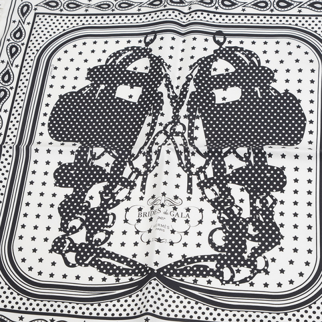 HERMES 稀少 上品 スカーフ カレ70 刺繍 シルク Brides de Gala HERMES - エルメス HERMES カレ70 フリル BRIDES de GALA