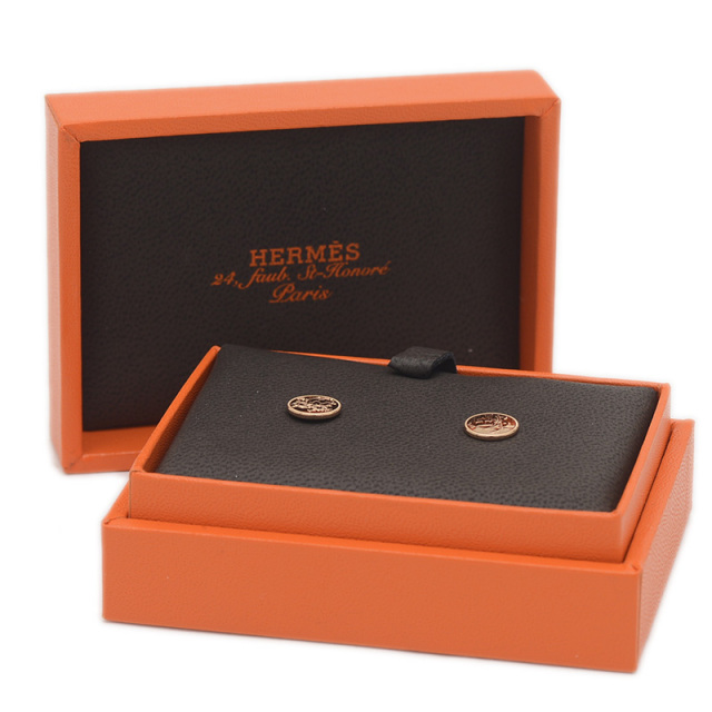 Hermes パリ本店より ピアス ピンクゴールド エクスリブリス Hermes パリ本店より ピアス ピンクゴールド エクスリブリス