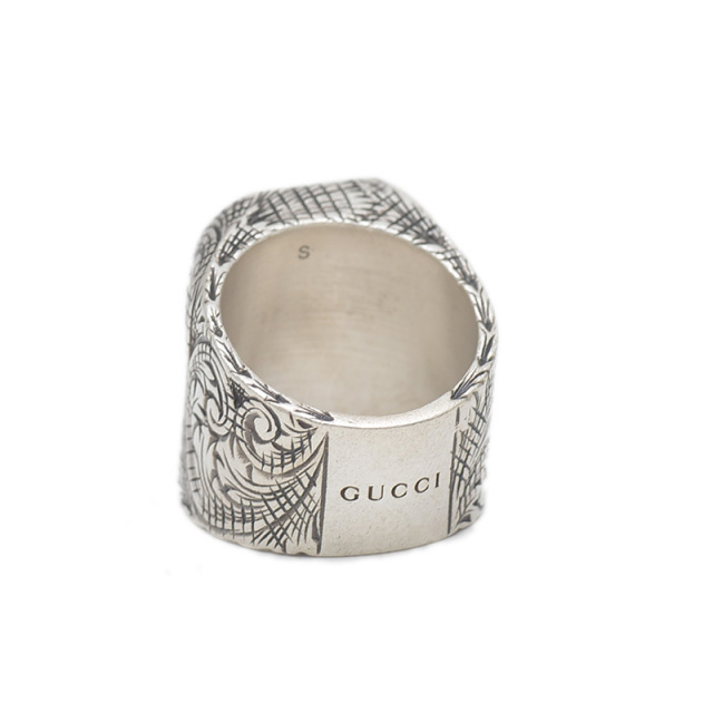 現行・未使用級✨ グッチ スクエアG リング アラベスク 15号シルバー GUCCI(グッチ) インターロッキングG アラベスク リング シルバー
