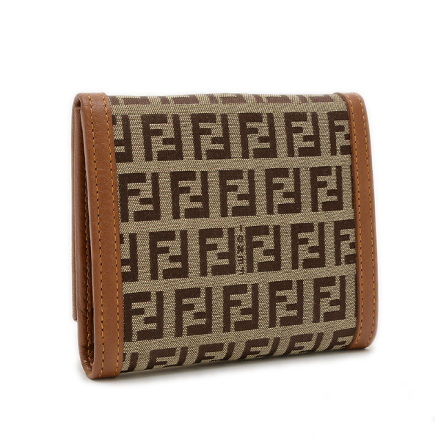 ✨未使用に近い✨　FENDI ミニ財布　ズッカ　ズッキーノ　バゲット　三つ折り フェンディ ズッキーノ コンパクトウォレット キャンバス/レザー