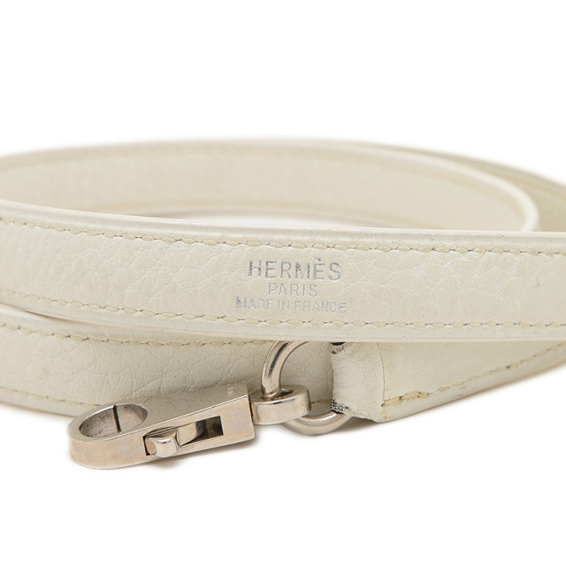 HERMES - エルメス HERMES ショルダーストラップ ケリー用 ボリード用 レザー ホワイト シルバー ユニセックス 送料無料【中古】 z4266 HERMES - エルメス HERMES ショルダーストラップ ケリー用
