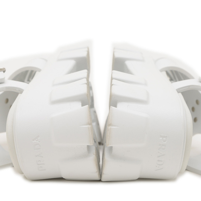 【プラダ銀座店購入】 PRADA モノリスラバーサンダル ホワイト サイズ7 ホワイト プラダ モノリス ラバー サンダル | PRADA