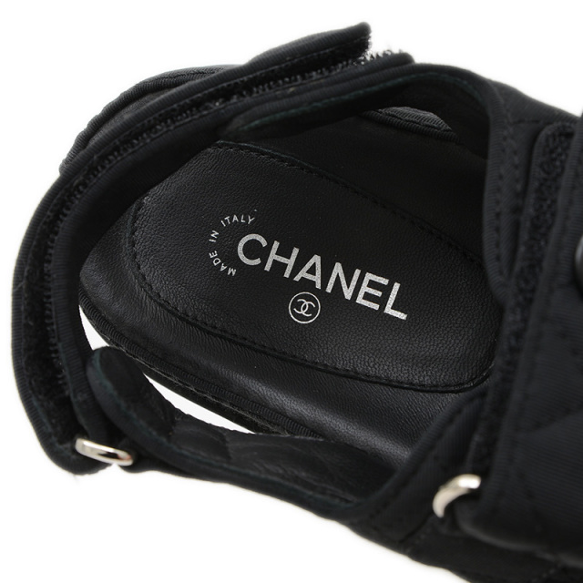 シャネル　CHANEL ココマーク　サンダル　G31848 ブラック　37 シャネル ココマーク ベルクロ サンダル ナイロン ブラック