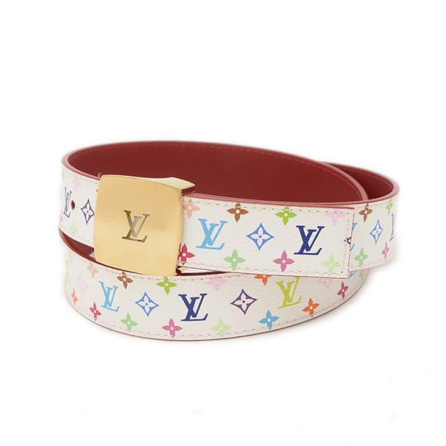 ルイヴィトン ベルト モノグラムマルチカラー M9682 85/34 LOUIS VUITTON】ルイ・ヴィトン サンチュール・キャレ LVカット