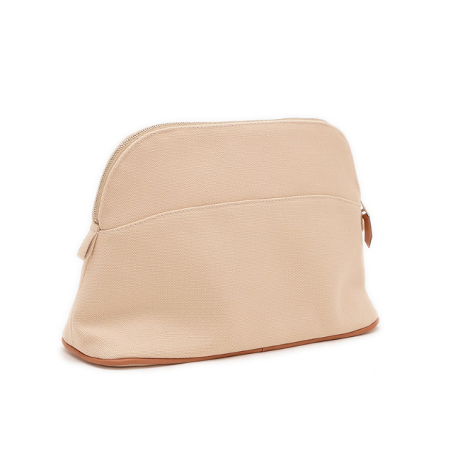 エルメス ボリードポーチ MM 25 キャンバス コットン ベージュ HERMES 