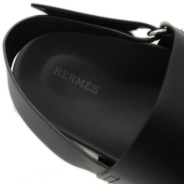 【美品】HERMES エルメス サンダル Hロゴ レザー ブラック 黒 HERMES エルメス サンダル フラットサンダル Hロゴ レザー 本革