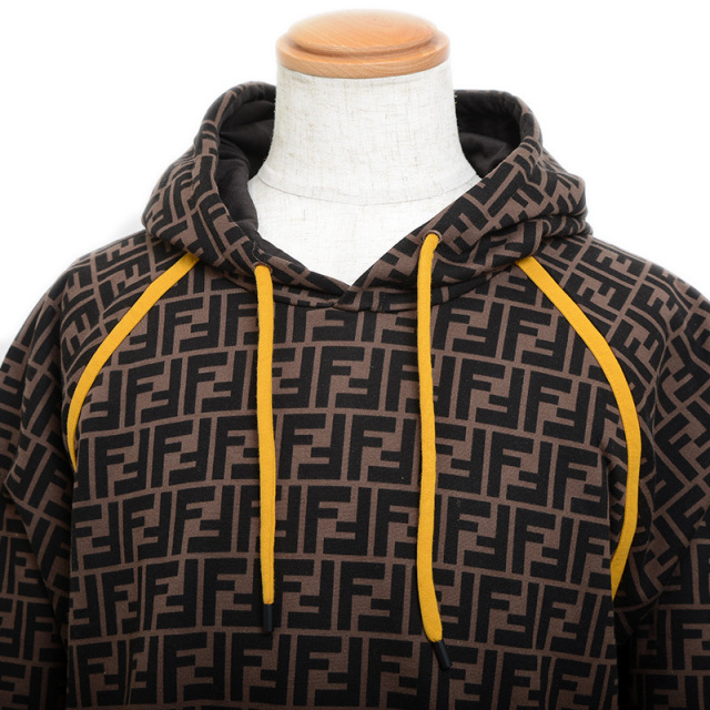 フェンディ パーカー ズッカ コットン ブラウン/ブラック/イエロー
