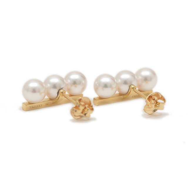 Tasakiタサキ　バランスピアス片耳 TASAKI タサキ バランスシグネチャー ピアス K18ホワイト