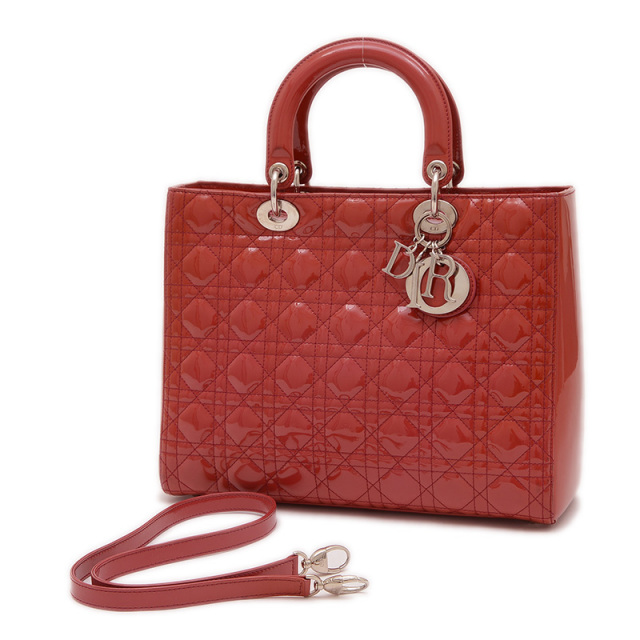 ディオール レディディオール カナージュ ラージ 2WAYバッグ パテント  