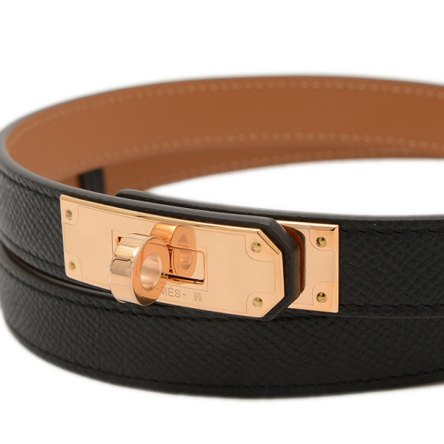 新品・K刻印　エルメス　ケリーベルト18　ブラック　ゴールド金具 新品 HERMES エルメス ケリー ベルト18 ブラック ゴールド金具 W