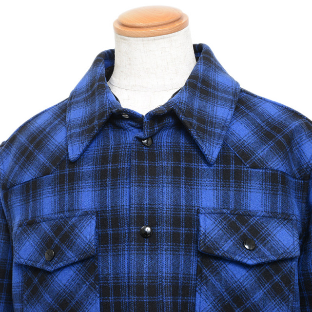 CELINEセリーヌ22AWチェックドルーズ長袖シャツ ブルー(美品) CELINE