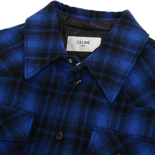 未使用級/22AW★セリーヌ　中綿　チェックフランネルオーバーシート　44 未使用級/22AW☆セリーヌ 中綿 チェックフランネルオーバー