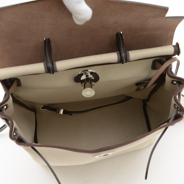 エルメス エールバッグ ジップアドPM トワル/レザー ブラウン/ベージュ