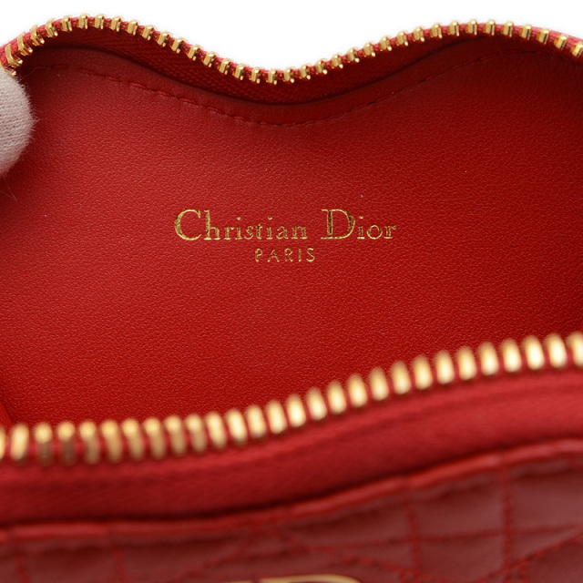 Christian Dior ポーチ ハート カナージュ Caro カロ レッド ディオール(Dior)ディオール CARO チェーン ハートポーチ