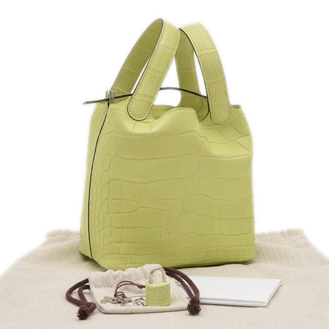 エルメスノベルティ エルメス ピコタンロック PM 18 アリゲーターマット ジョーヌ