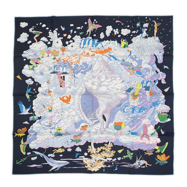 美品 エルメス HERMES カレ90 Sur Mon Nuage 私の雲 楽天市場】HERMES【エルメス】カレ90 SUR MON NUAGE 私の雲 総柄