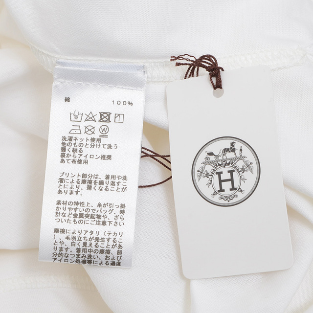 エルメス 半袖Tシャツ コットン ホワイト メンズ Sサイズ HERMES