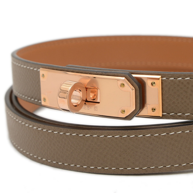 新品未使用エルメス ケリーベルト エプソン エトゥープ　W刻印 新品 エルメス ケリーベルト エプソン エトゥープ ローズゴールド金具