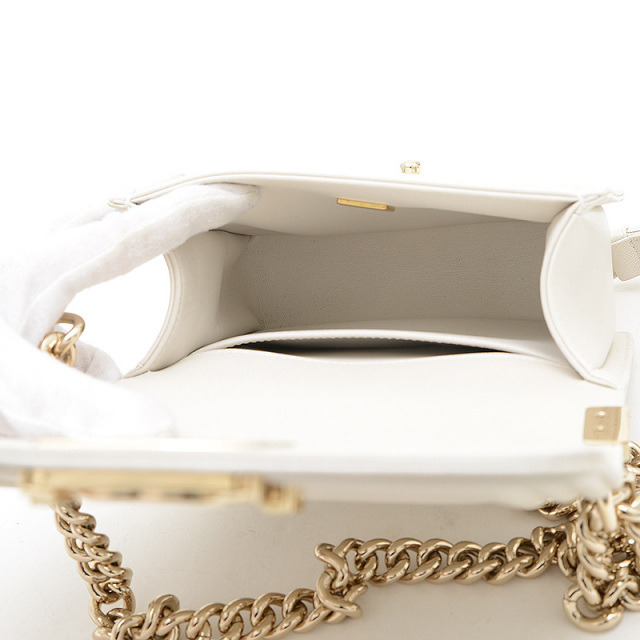 シャネル スポーツ パーカー 04P メッシュ ベージュ ホワイト 36 S シャネル ボーイシャネル チェーンショルダー カーフ パールホワイト