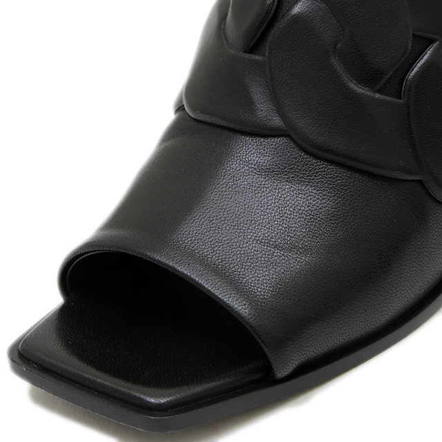 エルメス サンダル ハンナ55 レザー ブラック レディース サイズ