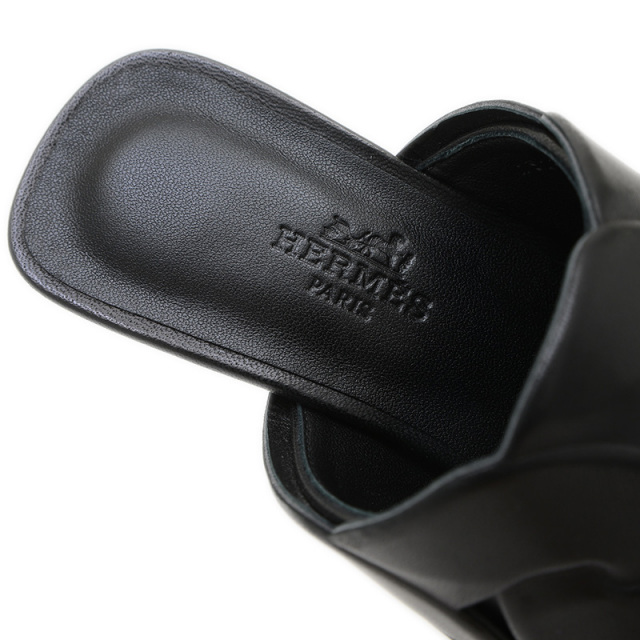 エルメス サンダル ハンナ55 レザー ブラック レディース サイズ