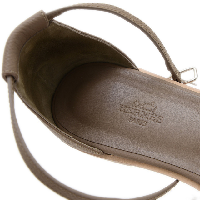 エルメス サンダル サントリーニ レザー エトゥープ レディース 39.5