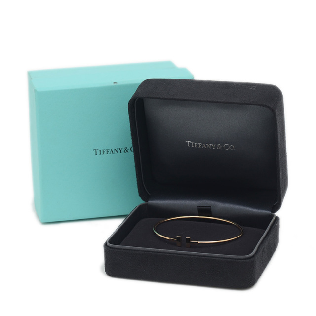 ティファニー Tナロー ワイヤー ブレスレット ミディアム K18PG TIFFANY.CO