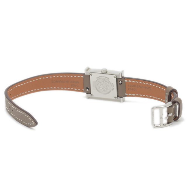 超美品！　HERMES エルメス　Hウォッチミニ　ダイヤベゼル　レディース腕時計 HERMES エルメス Hウォッチ ミニ ダイヤベゼル HH1.173 シェル