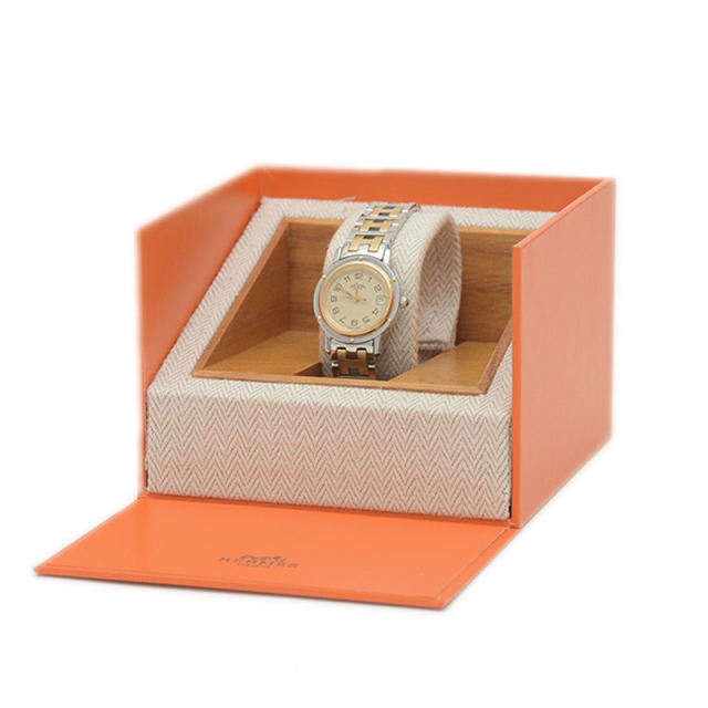 エルメス クリッパー レディース コンビ 白文字盤 SS/K18YG