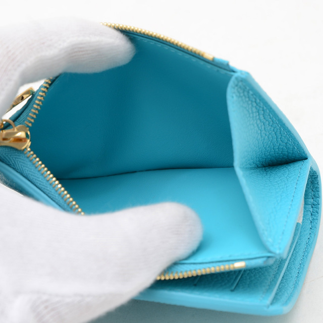 ルイヴィトン アンプラント ポルトフォイユ リサ 水色 折財布 ルイ