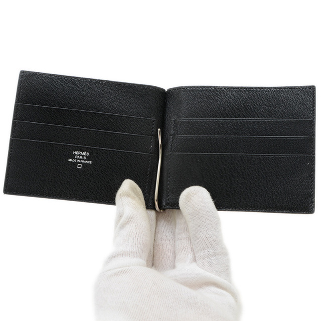 エルメス ポーカーGM マネークリップ付き 財布 アリゲーター ブラック